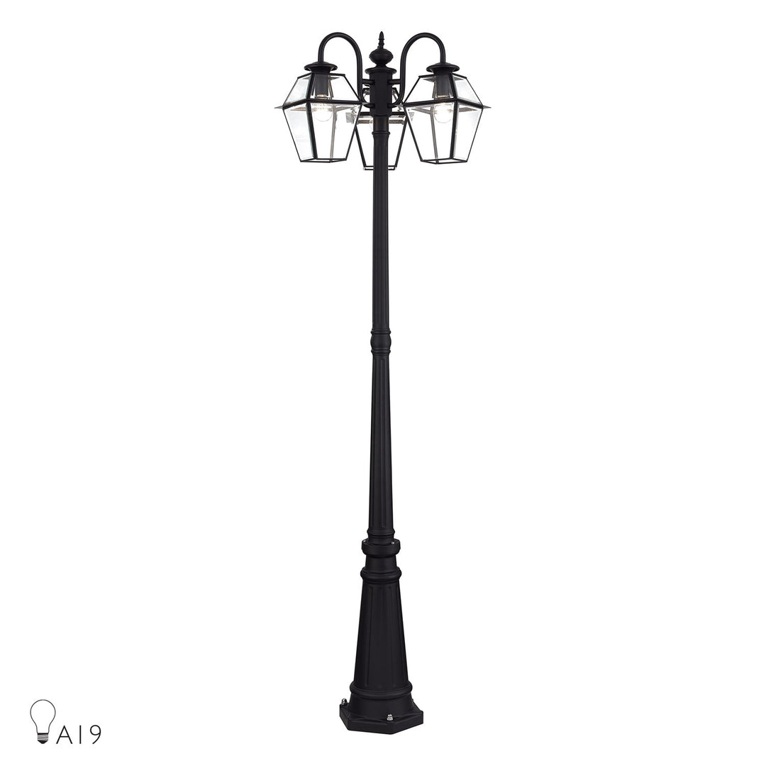 Multi Head Black Outdoor Post Light With Clear Beveled Glass by Livex Lighting