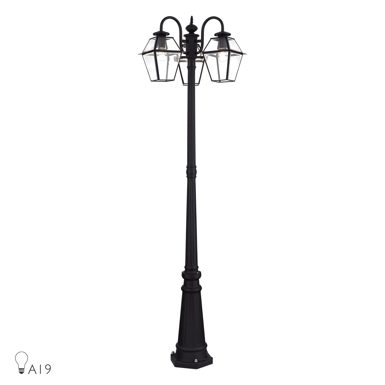 Multi Head Black Outdoor Post Light With Clear Beveled Glass by Livex Lighting