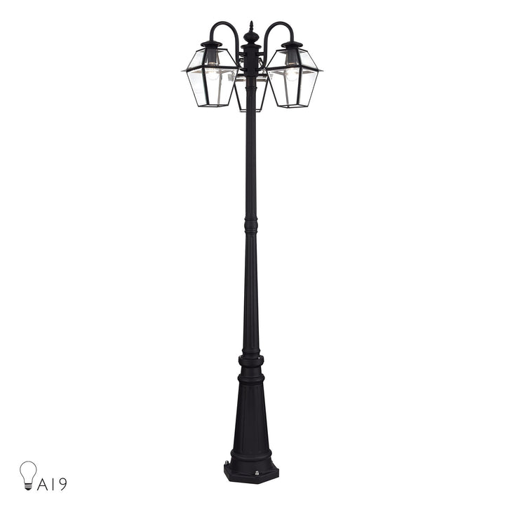 Multi Head Black Outdoor Post Light With Clear Beveled Glass by Livex Lighting