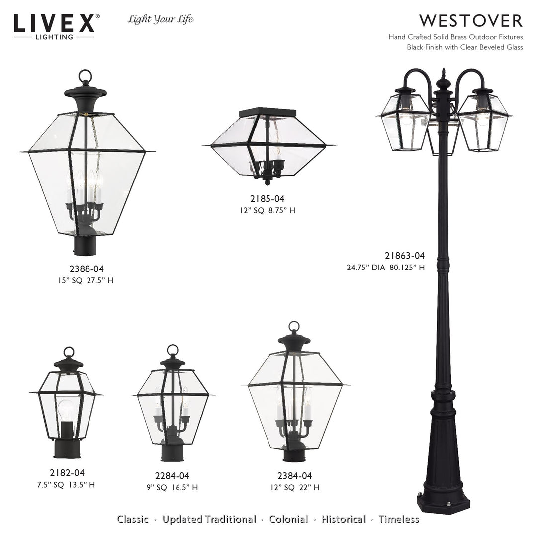 Multi Head Black Outdoor Post Light With Clear Beveled Glass