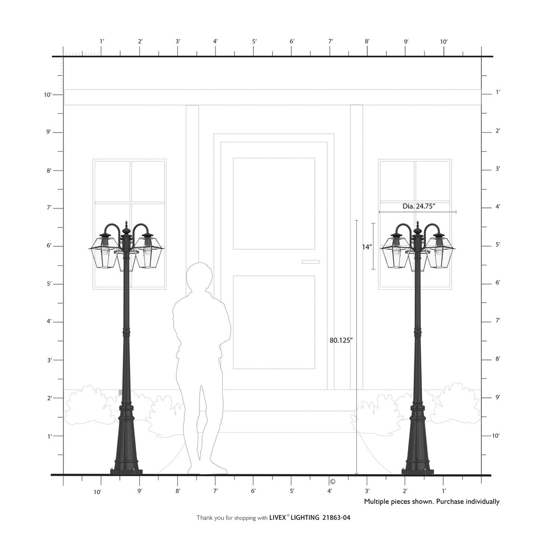 Multi Head Black Outdoor Post Light With Clear Beveled Glass