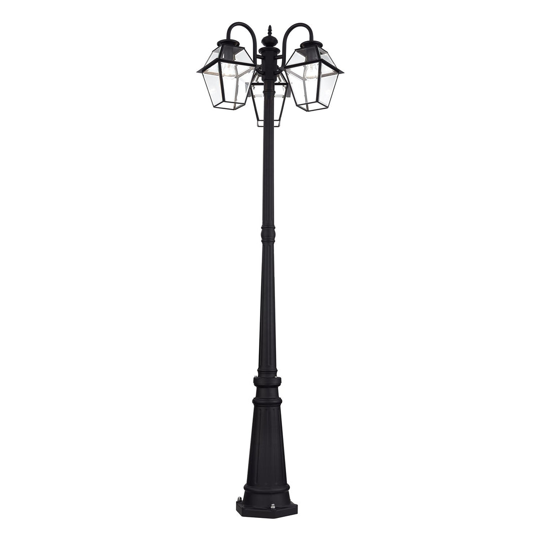 Multi Head Black Outdoor Post Light With Clear Beveled Glass