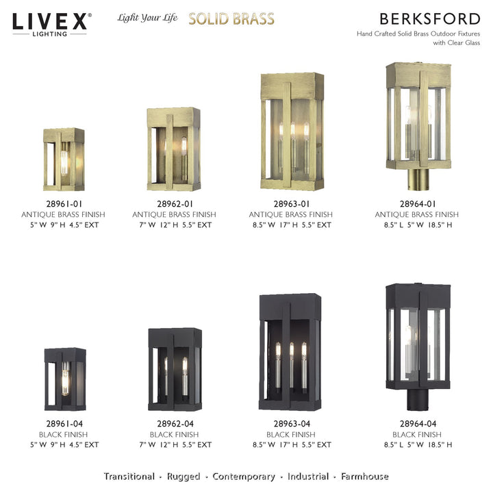 1 Light Antique Brass Small Outdoor Wall Lantern With Clear Glass