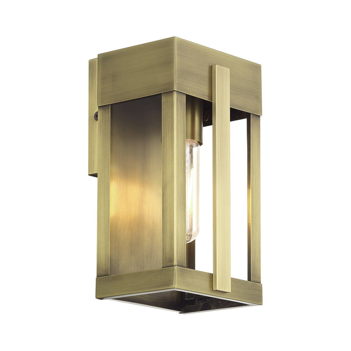 1 Light Antique Brass Small Outdoor Wall Lantern With Clear Glass