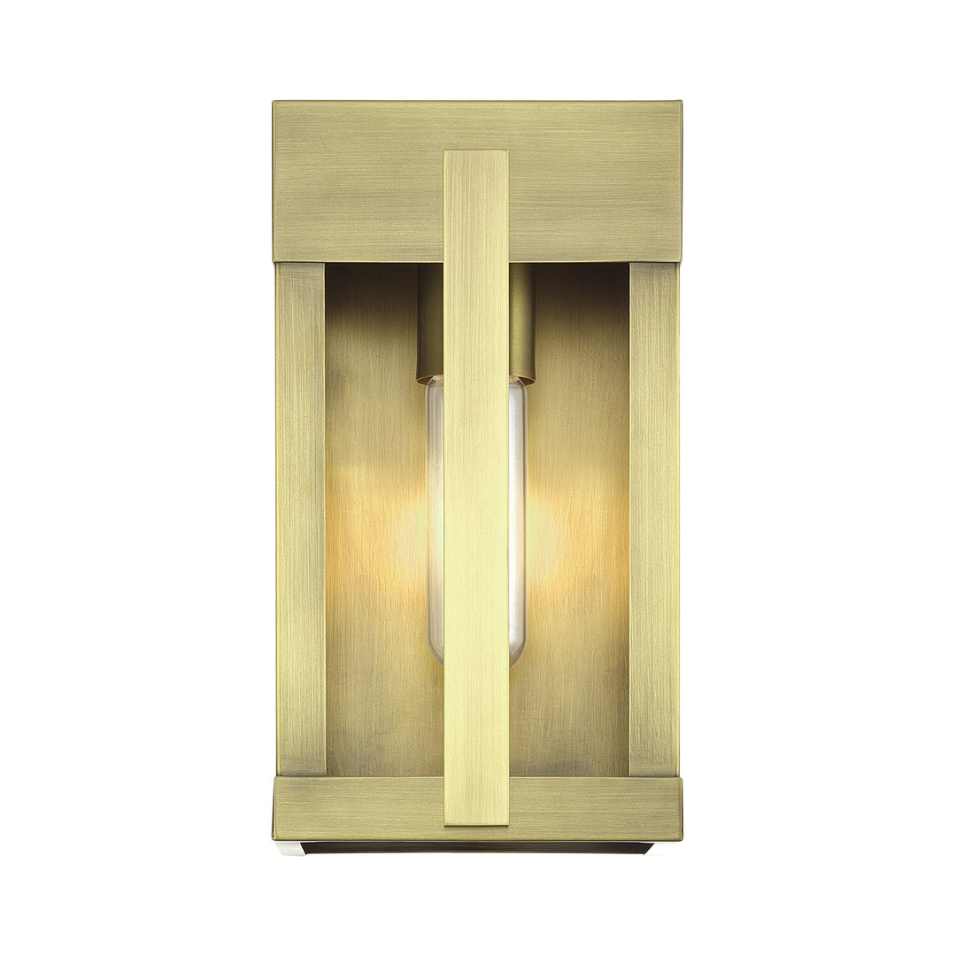 1 Light Antique Brass Small Outdoor Wall Lantern With Clear Glass