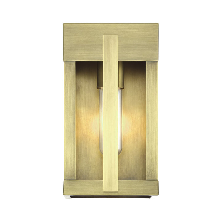 1 Light Antique Brass Small Outdoor Wall Lantern With Clear Glass