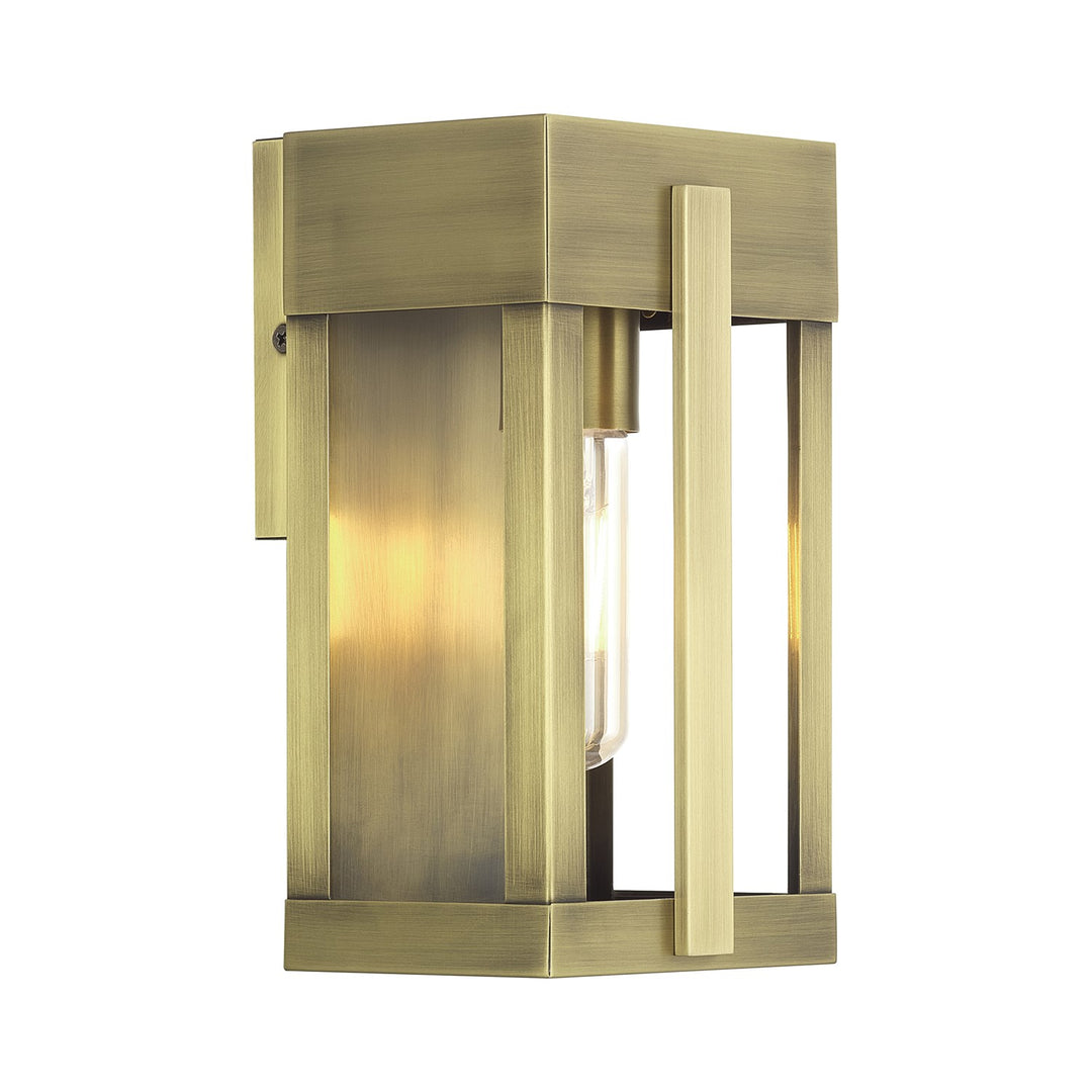 1 Light Antique Brass Small Outdoor Wall Lantern With Clear Glass