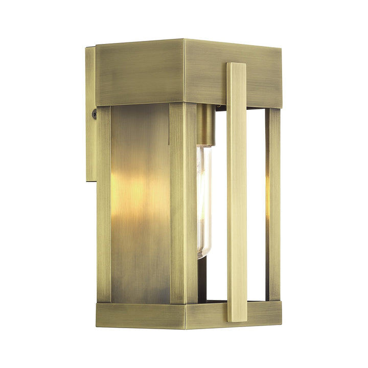 1 Light Antique Brass Small Outdoor Wall Lantern With Clear Glass