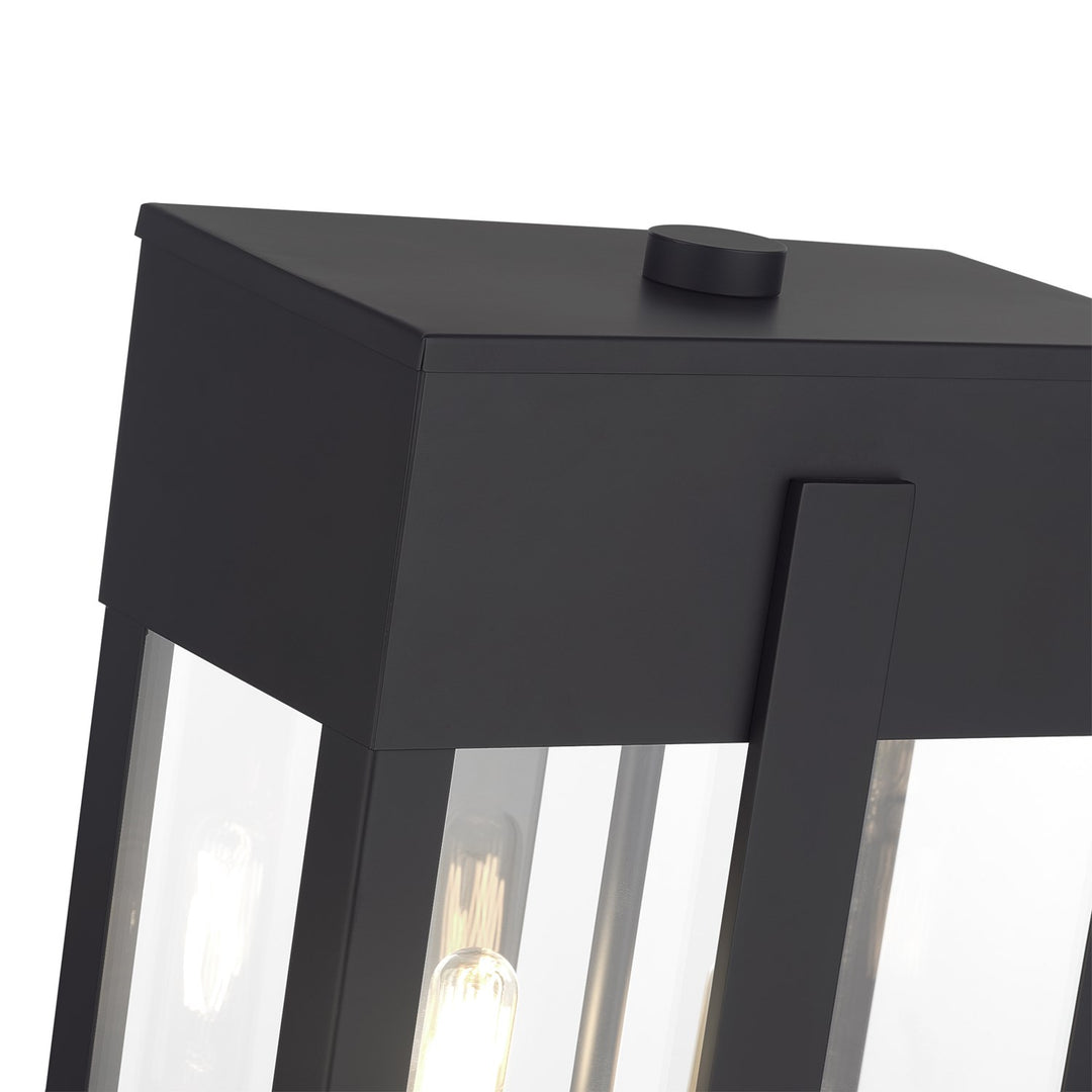 2 Light Black Large Outdoor Post Top Lantern With Brushed Nickel Candles