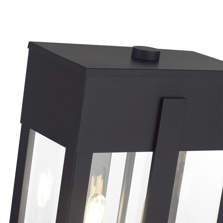 2 Light Black Large Outdoor Post Top Lantern With Brushed Nickel Candles