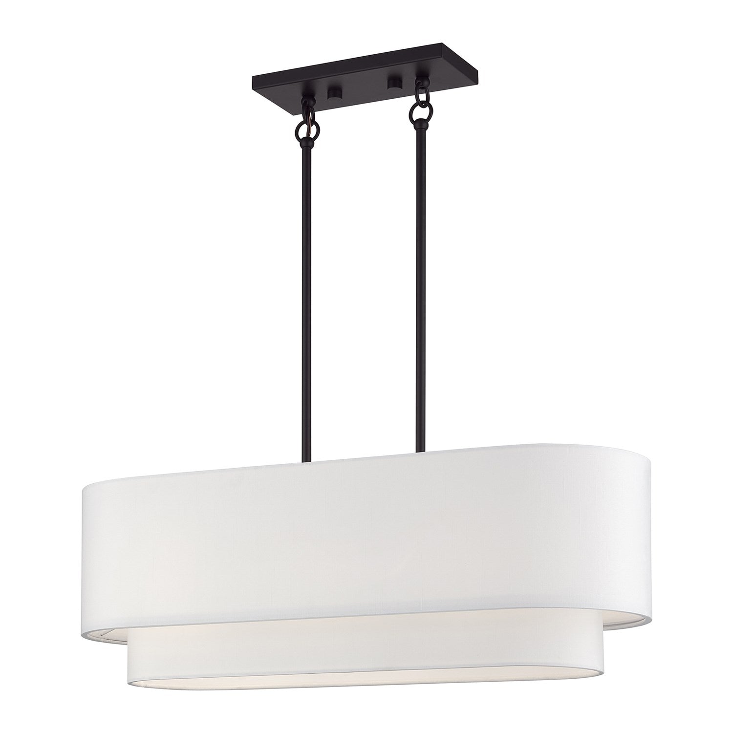 3 Light Bronze Medium Linear Chandelier With Hand Crafted Off-Whites by Livex Lighting