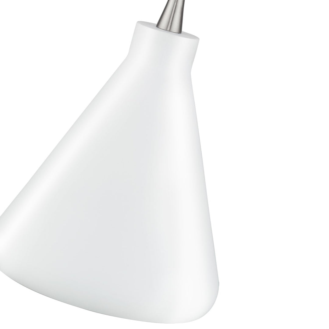 1 Light White Cone Mini Pendant With Brushed Nickel Accents