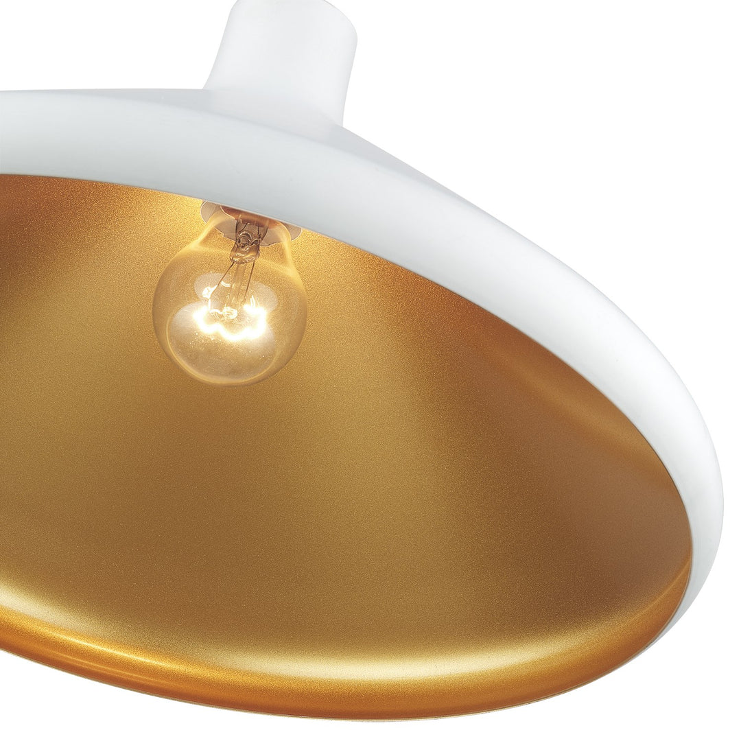 1 Light White Cone Pendant With Brushed Nickel Accents
