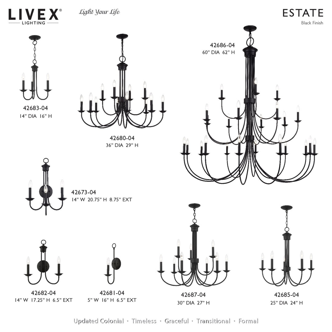 3 Light Black Extra Large Wall Sconce