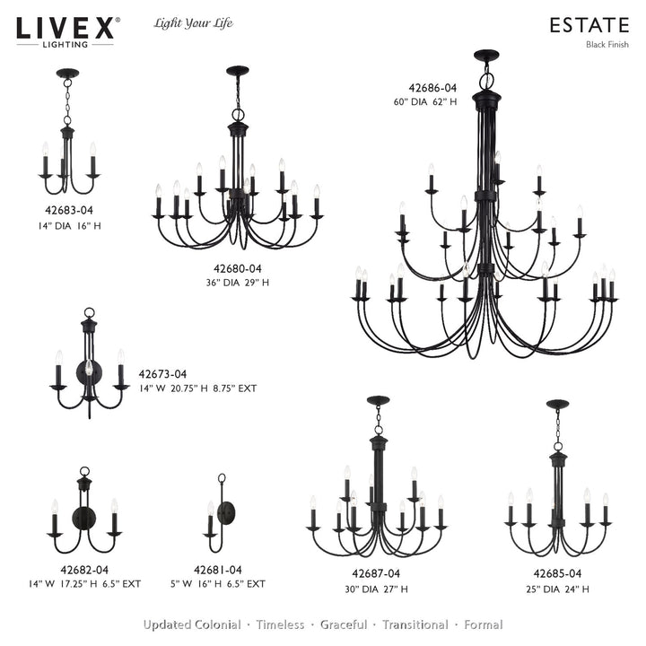 3 Light Black Extra Large Wall Sconce