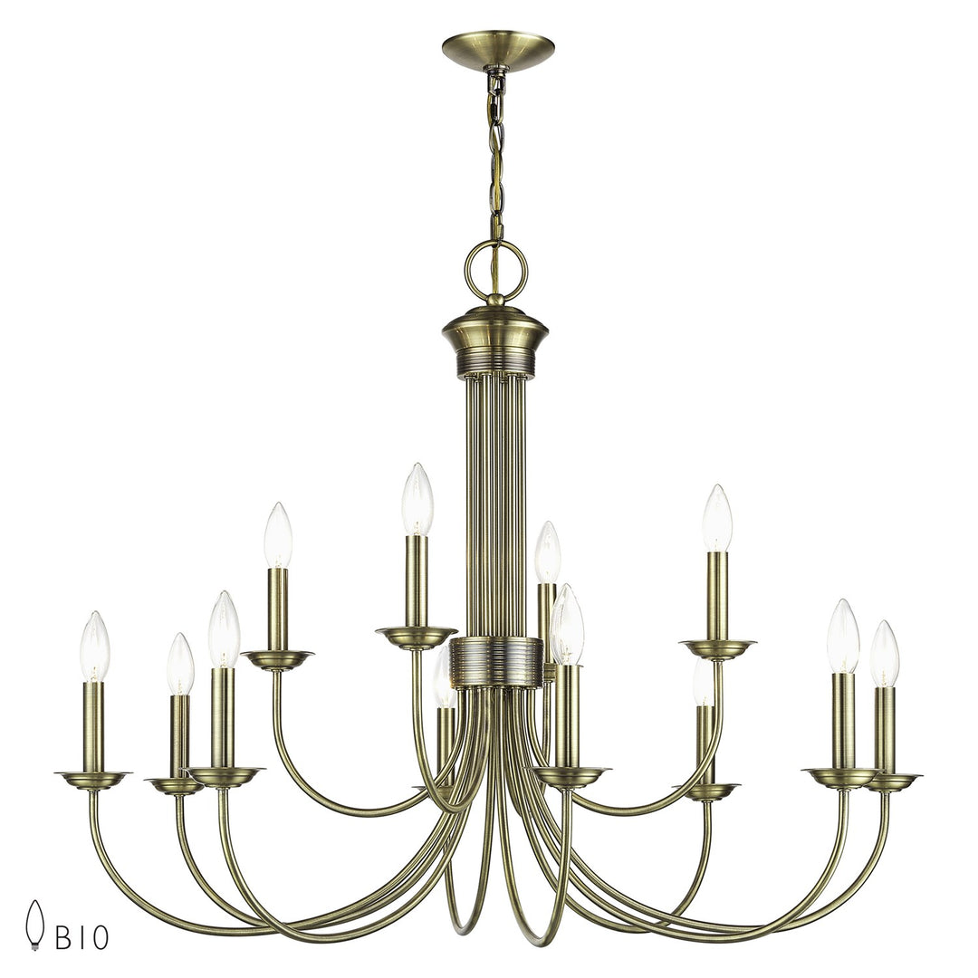12 Light Antique Brass Large 2-Tier Chandelier by Livex Lighting
