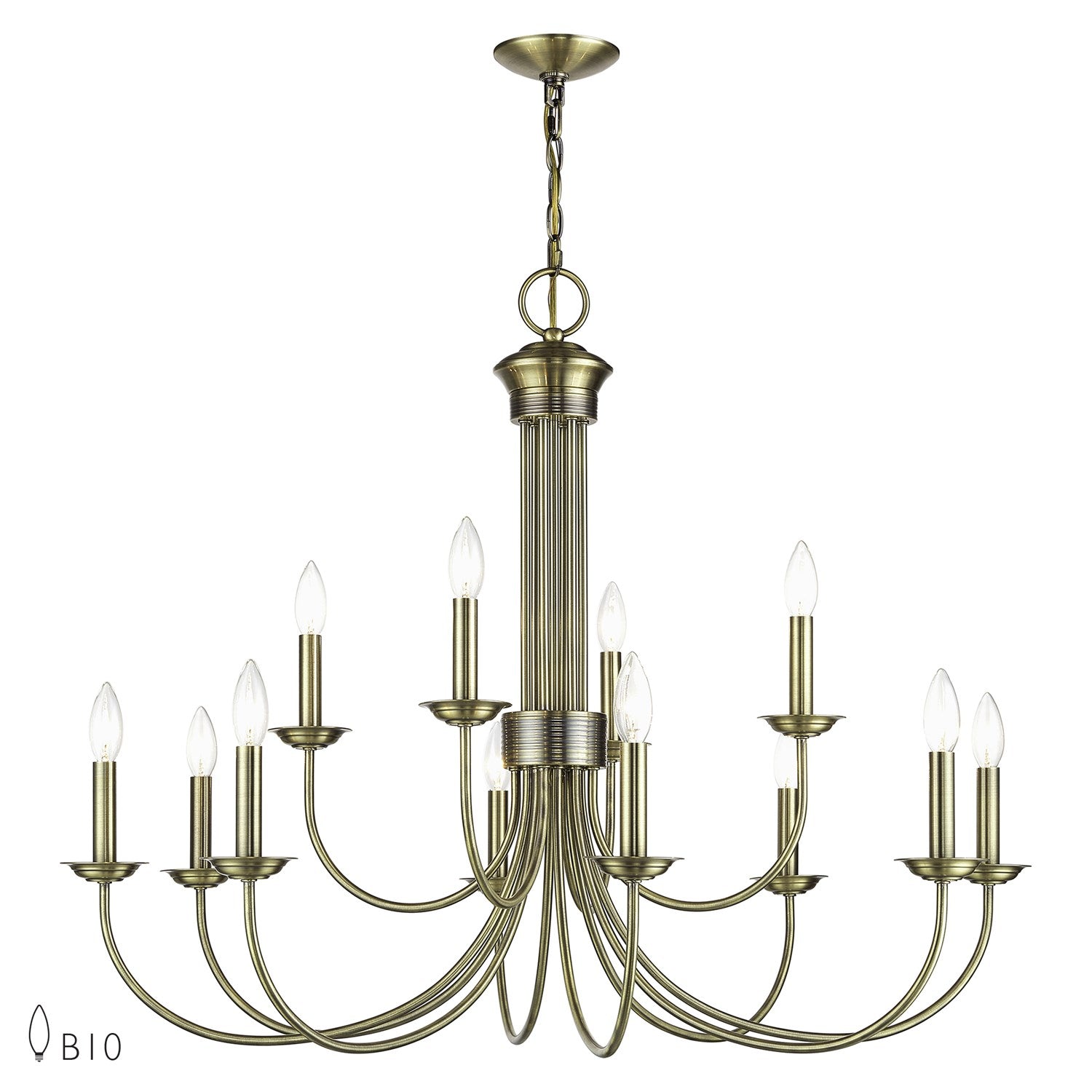 12 Light Antique Brass Large 2-Tier Chandelier by Livex Lighting
