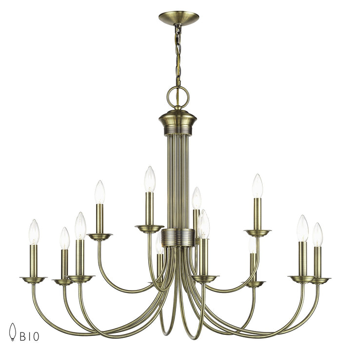 12 Light Antique Brass Large 2-Tier Chandelier by Livex Lighting