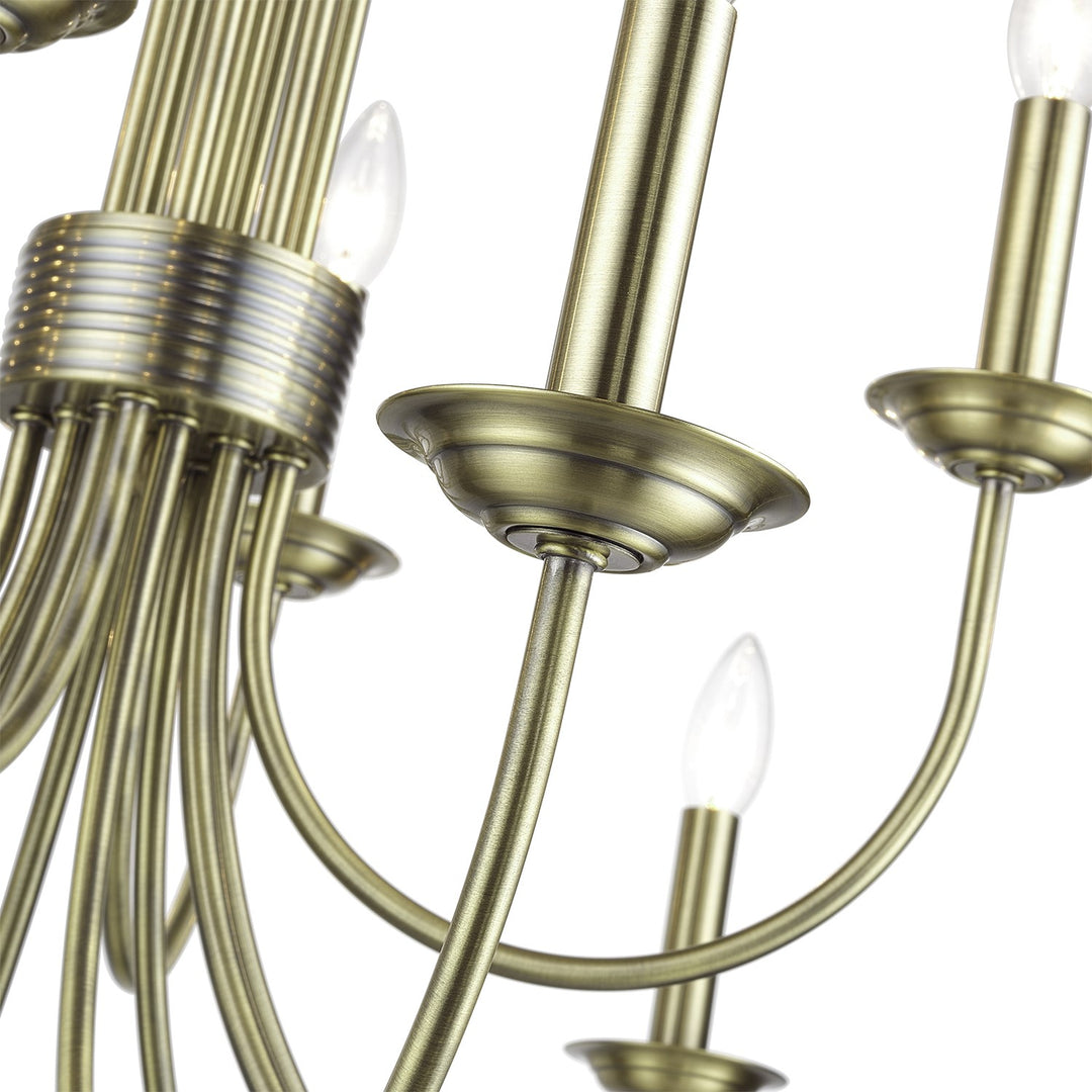 12 Light Antique Brass Large 2-Tier Chandelier