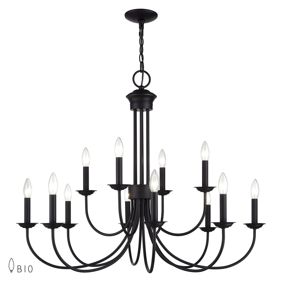 12 Light Black Large 2-Tier Chandelier by Livex Lighting