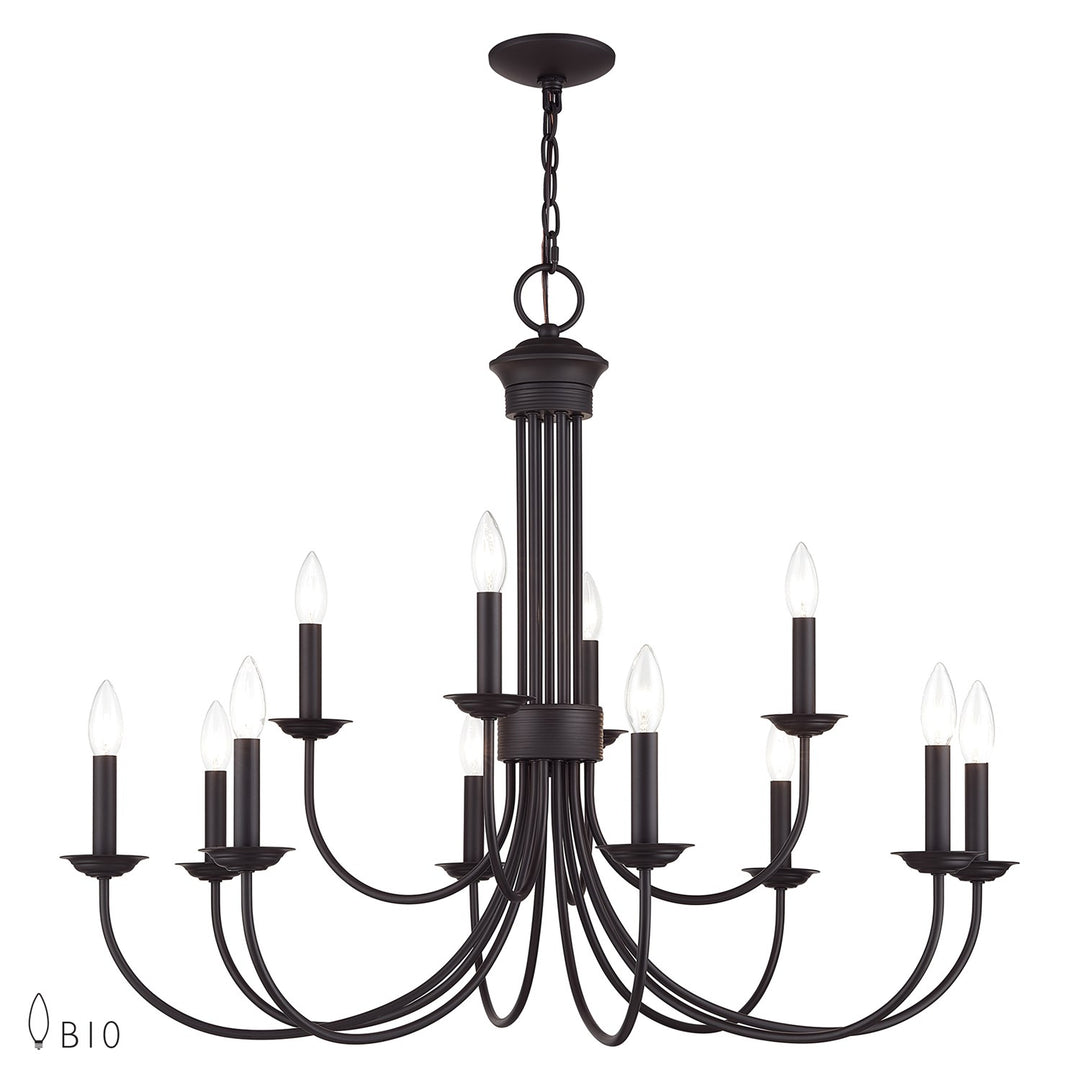 12 Light Bronze Large 2-Tier Chandelier by Livex Lighting