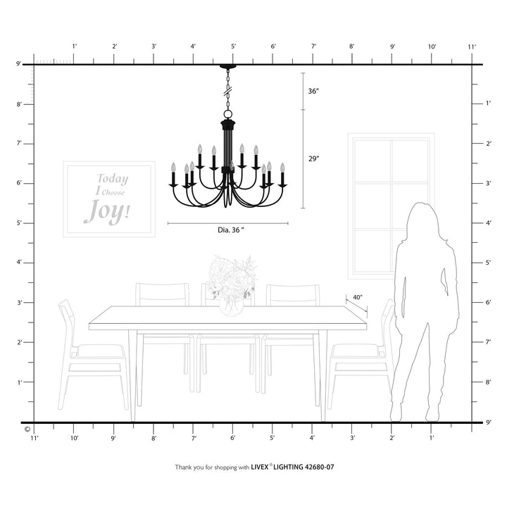 12 Light Bronze Large 2-Tier Chandelier