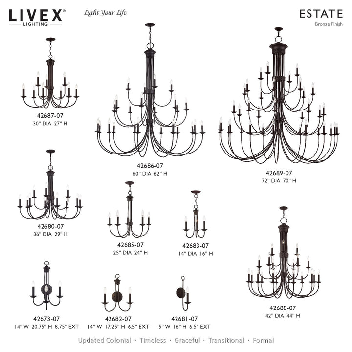 12 Light Bronze Large 2-Tier Chandelier