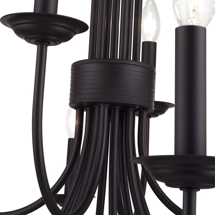 12 Light Bronze Large 2-Tier Chandelier