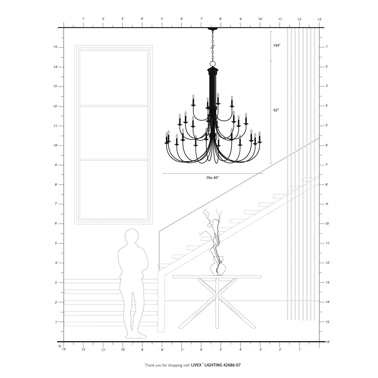 24 Light Bronze Grande Foyer Chandelier