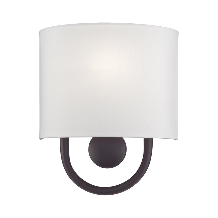 1 Light Bronze Ada Sconce With Hand Crafted Off-White Fabric Shade by Livex Lighting