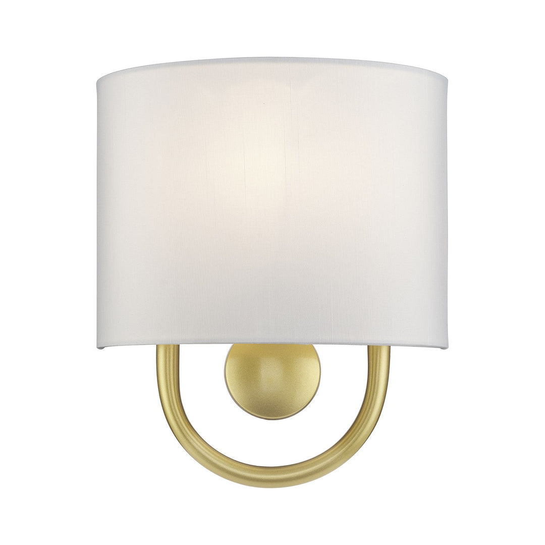 1 Light Soft Gold Ada Sconce With Hand Crafted Off-White Fabric Shade by Livex Lighting