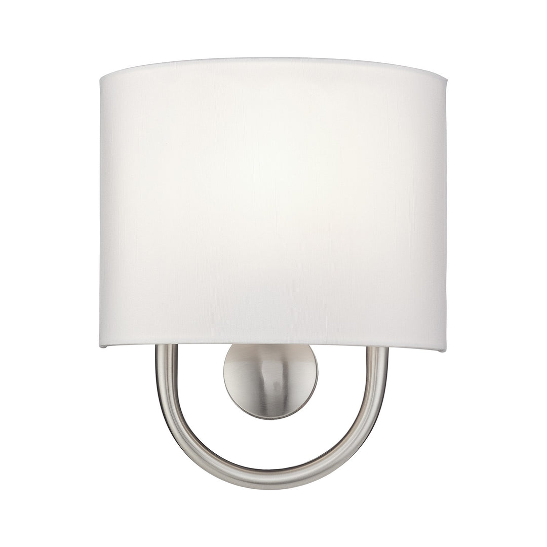 1 Light Brushed Nickel Ada Sconce With Hand Crafted Off-White Fabric Shade by Livex Lighting