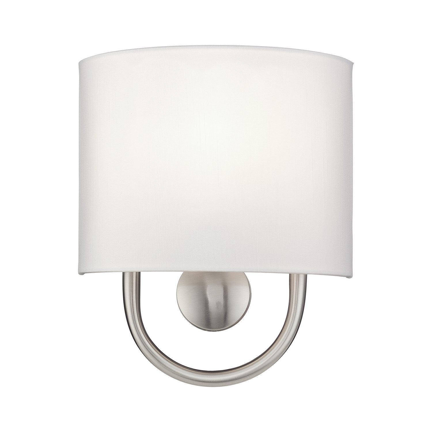 1 Light Brushed Nickel Ada Sconce With Hand Crafted Off-White Fabric Shade by Livex Lighting