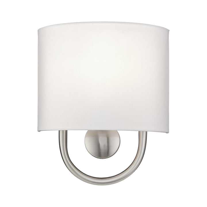 1 Light Brushed Nickel Ada Sconce With Hand Crafted Off-White Fabric Shade by Livex Lighting