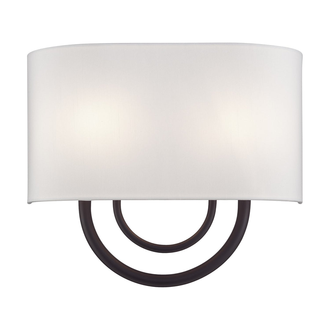 2 Light Bronze Ada Sconce With Hand Crafted Off-White Fabric Shade by Livex Lighting