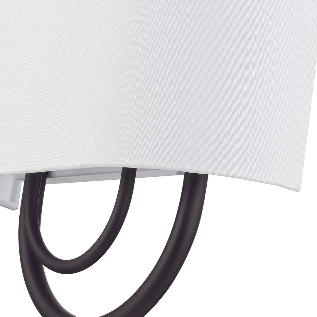 2 Light Bronze Ada Sconce With Hand Crafted Off-White Fabric Shade