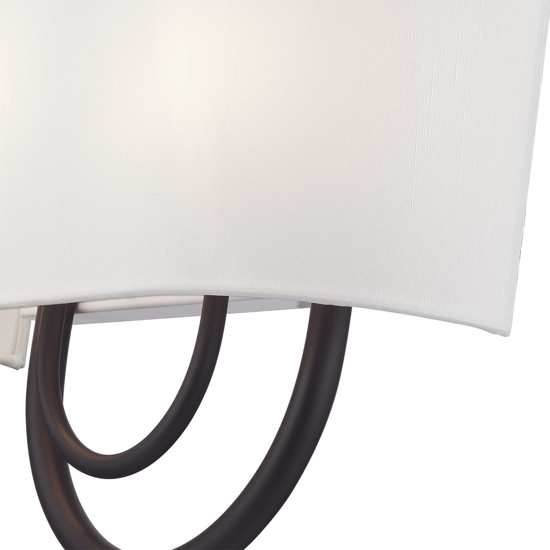 2 Light Bronze Ada Sconce With Hand Crafted Off-White Fabric Shade