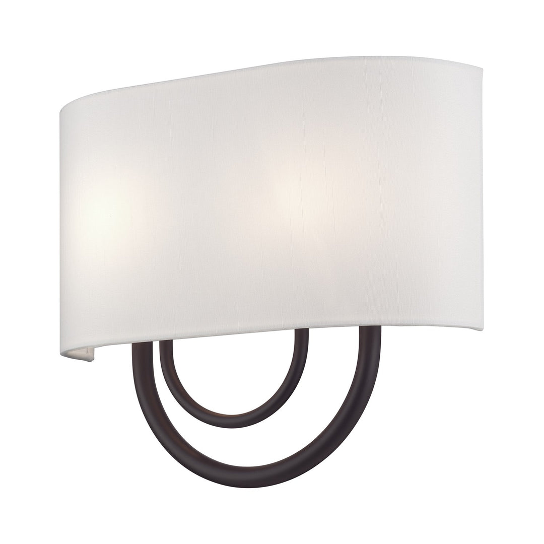 2 Light Bronze Ada Sconce With Hand Crafted Off-White Fabric Shade