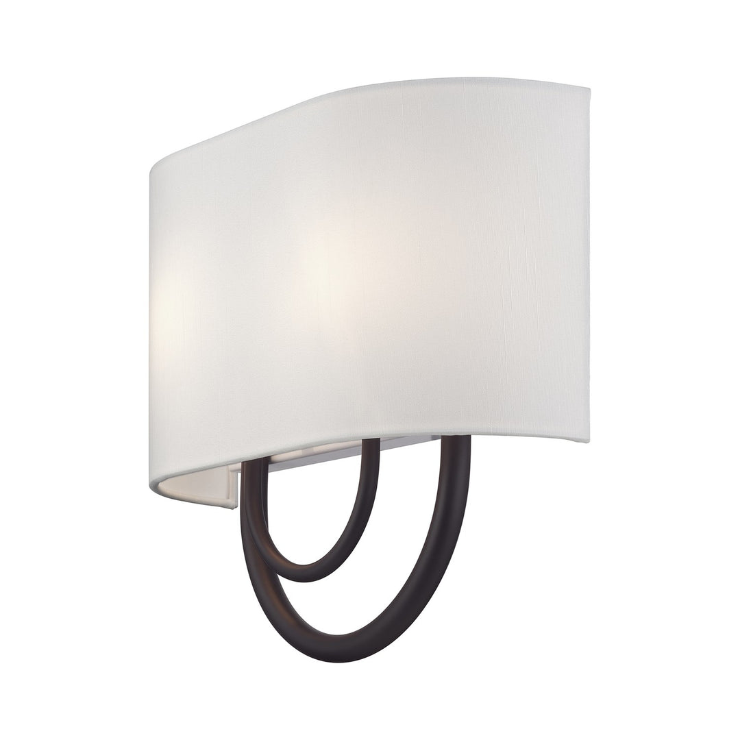 2 Light Bronze Ada Sconce With Hand Crafted Off-White Fabric Shade