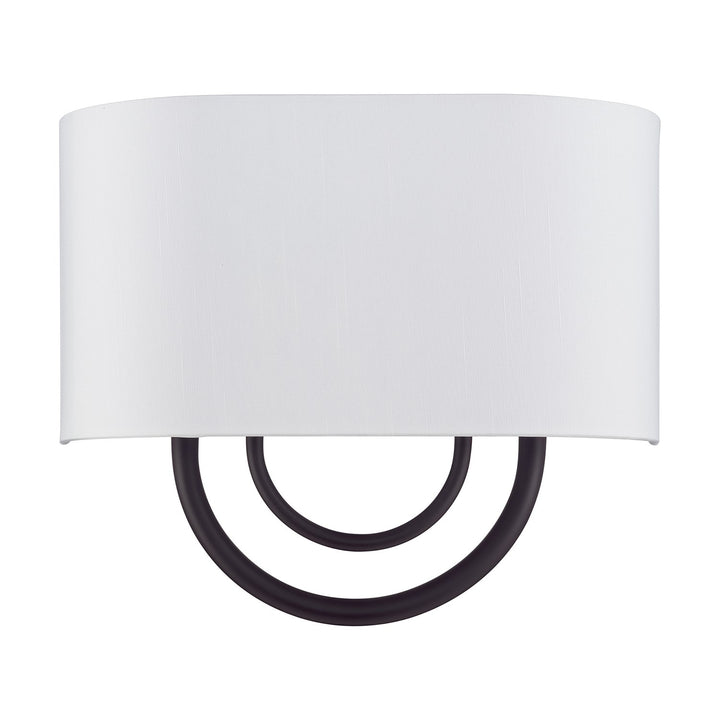 2 Light Bronze Ada Sconce With Hand Crafted Off-White Fabric Shade
