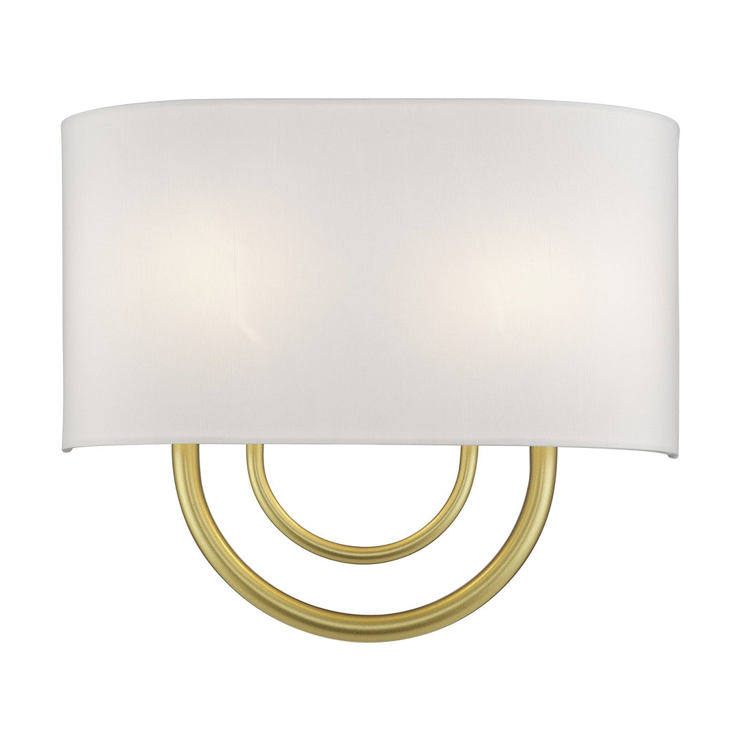 2 Light Soft Gold Ada Sconce With Hand Crafted Off-White Fabric Shade by Livex Lighting