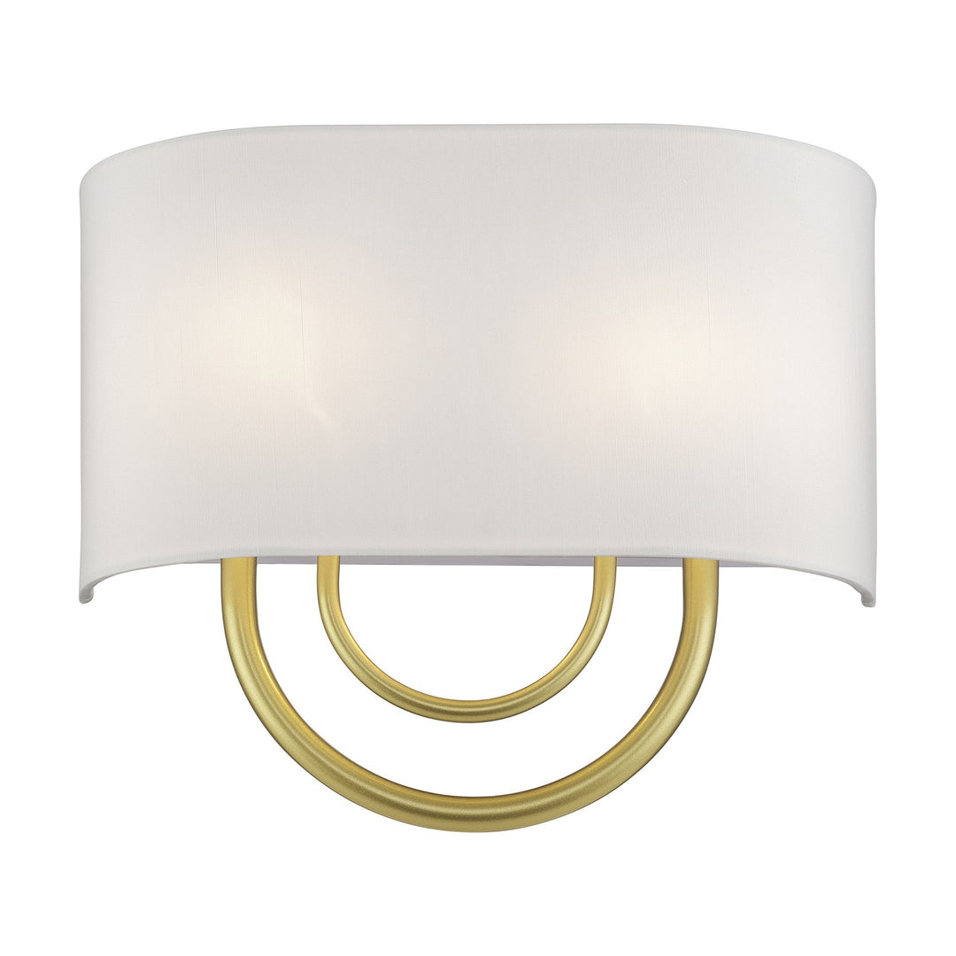2 Light Soft Gold Ada Sconce With Hand Crafted Off-White Fabric Shade