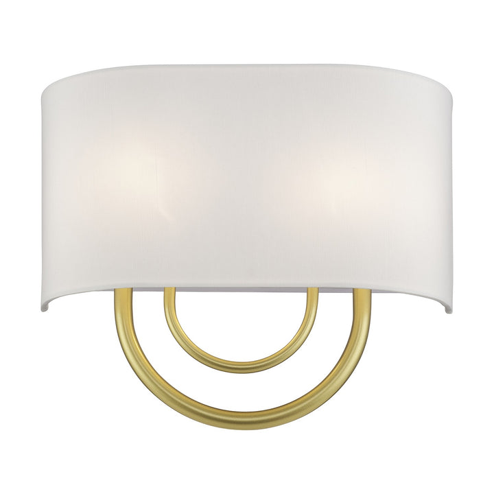 2 Light Soft Gold Ada Sconce With Hand Crafted Off-White Fabric Shade