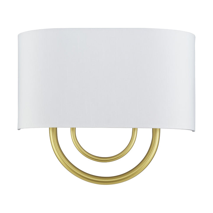 2 Light Soft Gold Ada Sconce With Hand Crafted Off-White Fabric Shade