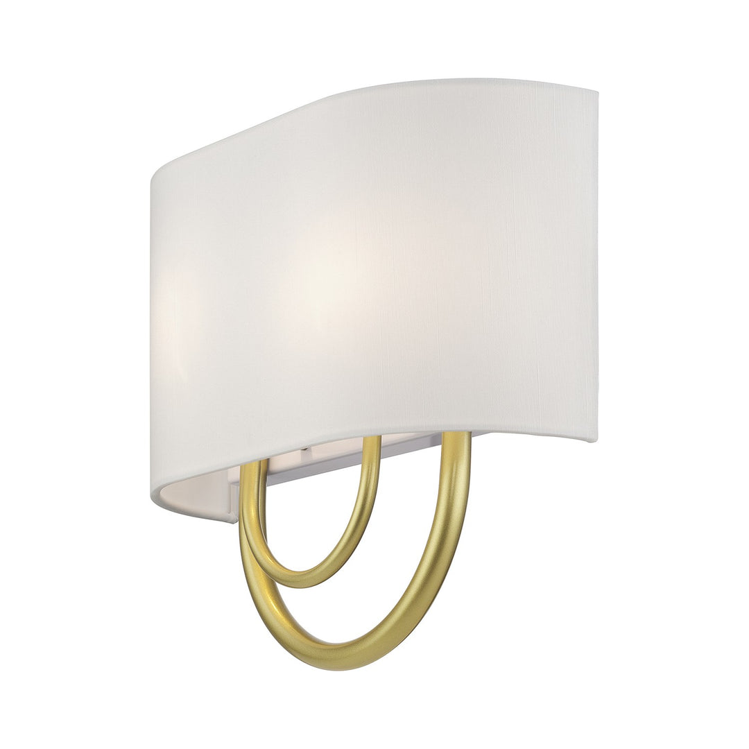 2 Light Soft Gold Ada Sconce With Hand Crafted Off-White Fabric Shade