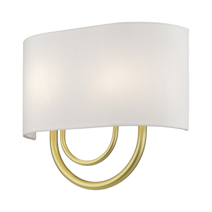 2 Light Soft Gold Ada Sconce With Hand Crafted Off-White Fabric Shade