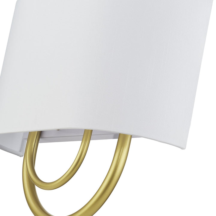 2 Light Soft Gold Ada Sconce With Hand Crafted Off-White Fabric Shade