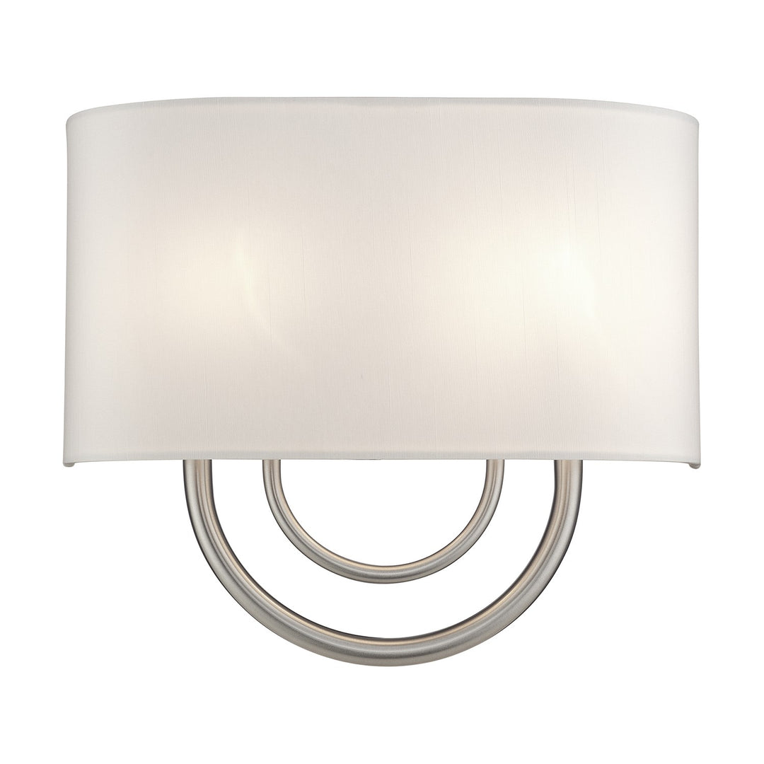 2 Light Brushed Nickel Ada Sconce With Hand Crafted Off-White Fabric Shade by Livex Lighting