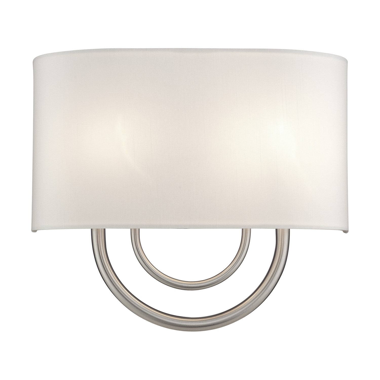 2 Light Brushed Nickel Ada Sconce With Hand Crafted Off-White Fabric Shade by Livex Lighting