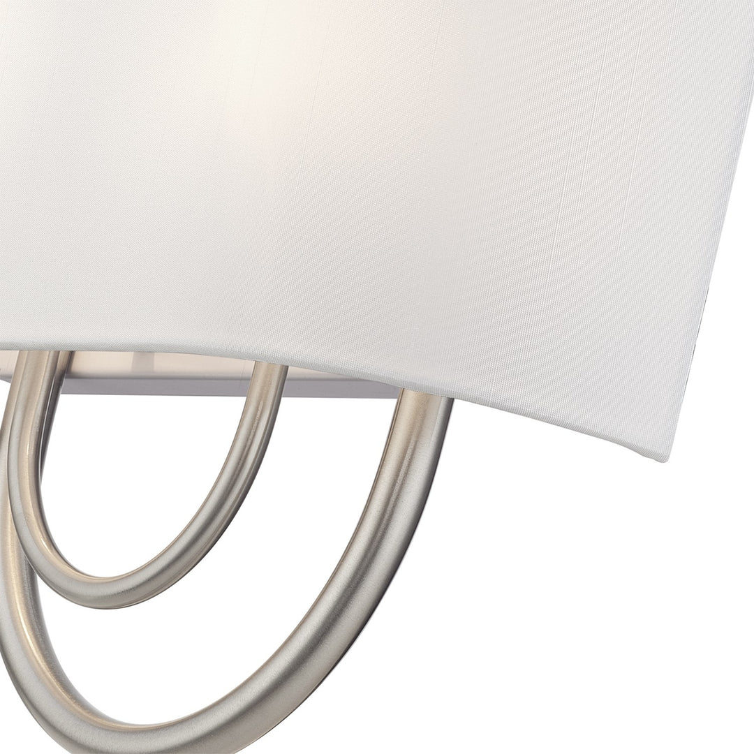 2 Light Brushed Nickel Ada Sconce With Hand Crafted Off-White Fabric Shade